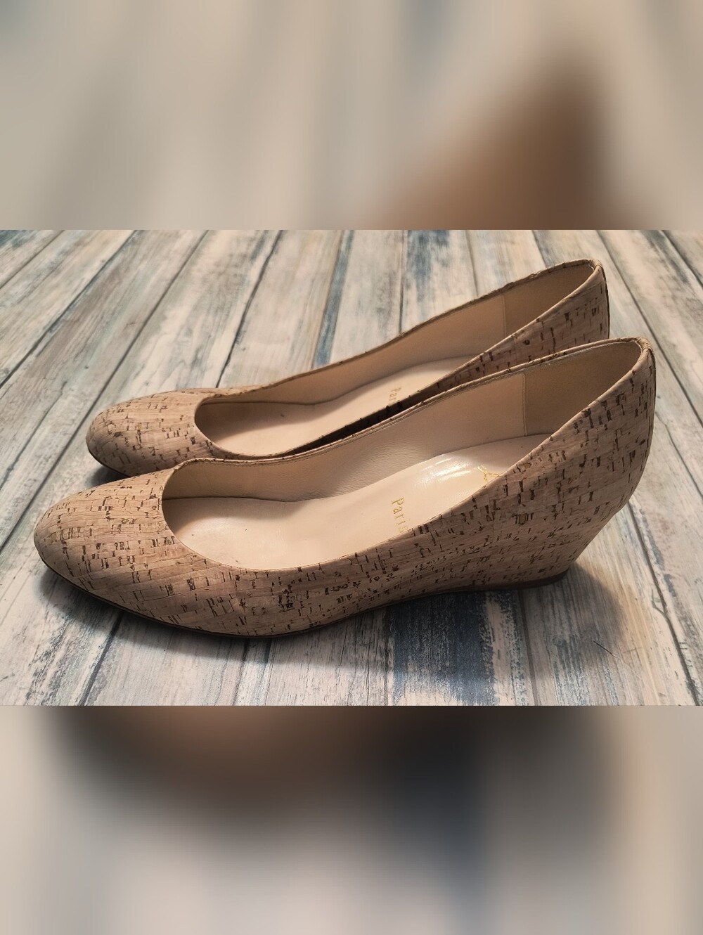Christian Louboutin cork hidden wedge pumps Size 38 1/2